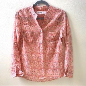 Carve Designs Davis top, 100% organic cotton, pink pop-over blouse, size S.